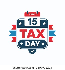 National Tax Day  on April 15  United States to declare their income tax vector logo illustration