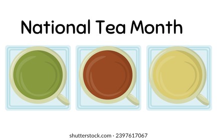 Mes Nacional del Té, idea para el diseño de un afiche, pancarta o ilustración vectorial de volante para un evento o fecha memorable