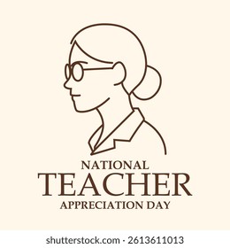 national teacher appreciation day. Drawing of Female teacher
