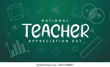 National teacher appreciation day. Hand sketched formula vector illustration. Suitable for banners, web, social media, greeting cards etc