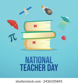 National Teacher Day design template good for celebration usage. teacher illustration. education vector object. vector eps 10. flat design.