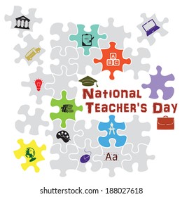 National Teacher's Day in the puzzle. Vector illustration.