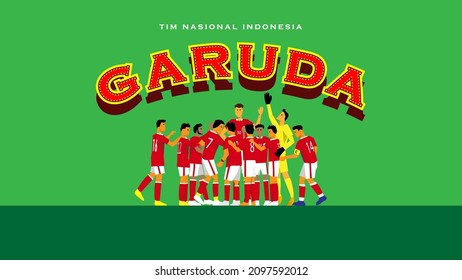 The national team of Indonesia. Garuda Football National Team. Flat design vector.