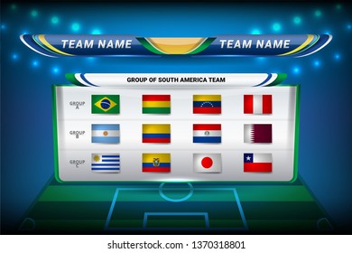 National Teams of South America with Scoreboard Broadcast and Lower Thirds Template for Soccer Tournament Championship