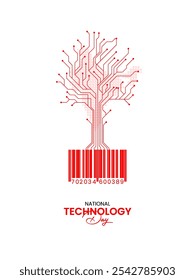National Technology Day, Creative concept Digital Social Media Post Template. 3d Vector Illustration.