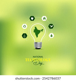 National Technology Day, Creative concept Digital Social Media Post Template. 3d Vector Illustration.