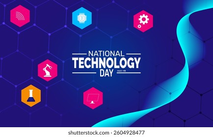 National Technology Day. perfect for  Background Template, placard, Banners, Cards, Posters design template, Classic Social Media Post with text inscription.