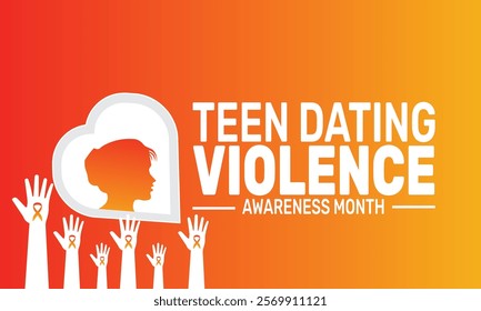 National Teen Dating Violence Awareness and Prevention Month background template. Perfect for banners, cards, posters, and social media. Vector design with text inscription and classic color for