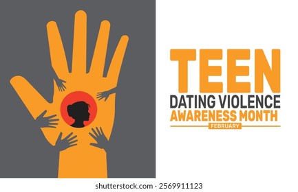 National Teen Dating Violence Awareness and Prevention Month background template. Perfect for banners, cards, posters, and social media. Vector design with text inscription and classic color for