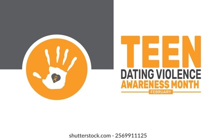 National Teen Dating Violence Awareness and Prevention Month background template. Perfect for banners, cards, posters, and social media. Vector design with text inscription and classic color for