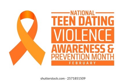 National Teen Dating Violence Awareness and Prevention Month  background banner or poster design template with ribbon. observed every year in February. Holiday concept. Use to any Template.