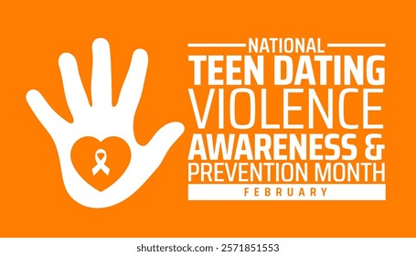 National Teen Dating Violence Awareness and Prevention Month background banner or poster design template. observed every year in February. Holiday concept. Use to any Template, card, poster, placard.