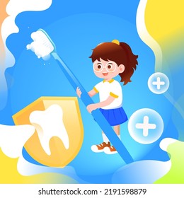 National Teeth Day, children are brushing their teeth and washing up with a sink in the foreground, vector illustration