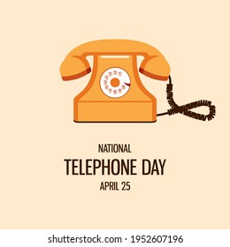 National Telephone Day vector. Old orange landline telephone icon vector. Vintage orange phone vector. Telephone Day Poster, April 25. Important day