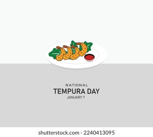 National Tempura Day.7th January. National tempura day template, holiday concept, banner, poster, card. Background. Vector illustration. 