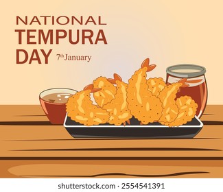 National Tempura Day,7th January. National tempura day template, holiday concept, banner, poster, card. Background, Vector illustration.