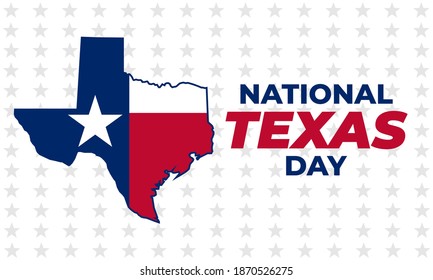 National Texas Day. February 1. National Texas Day recognizes the Lone Star State along with its fierce record of indepenence, people and history. Design for poster, card, banner, background. Vector.