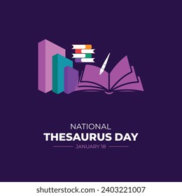 National Thesaurus Day. 18 January. Holiday concept. Template for background with banner, poster and card. Vector illustration. flat design.