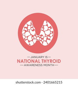 National thyroid awareness month is observed every year on january. January is thyroid disease awareness month. Vector template for banner, greeting card, poster with background. Vector illustration.