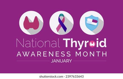 National Thyroid Awareness Month vector template. Promoting Thyroid Health and Wellness with Thyroid Gland and Medical Support Graphics. background, banner, card, poster design.