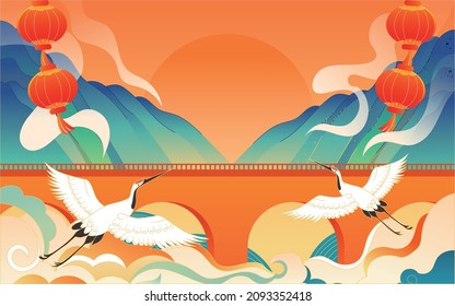 National tide high-speed rail travel home illustration new year spring festival return background poster