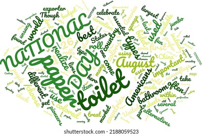 National Toilet Paper Day 26 August Word Cloud In Vector Art Creative Colourful White Back Ground