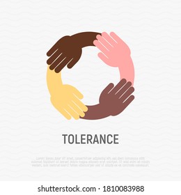 National Tolerance Flat Icon. Multicultural Cooperation, Antiracism, Integration In Society. Vector Illustration.