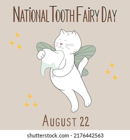 National Tooth Fairy Day. August 22. Holiday concept. Vector illustration