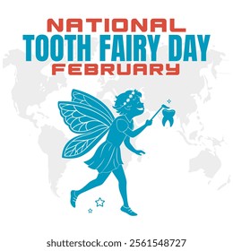 NATIONAL TOOTH FAIRY DAY social media post Vector Illustration on february