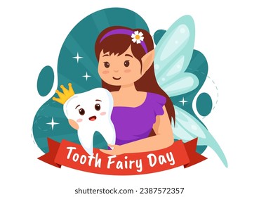 Ilustración vectorial del Día Nacional de los Dientes para ayudar a los niños a recibir tratamiento dental en el diseño de fondo de caricatura plana