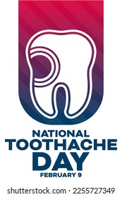 National Toothache Day. February 9. Vector illustration. Holiday poster