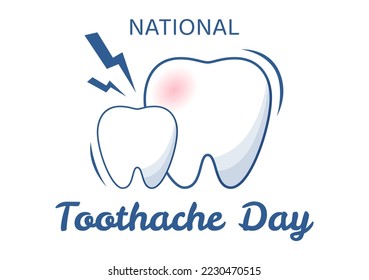 National Toothache Day on February 9 with Teeth for Dental Hygiene so as not to Cause Pain in Flat Cartoon Hand Drawn Templates Illustration