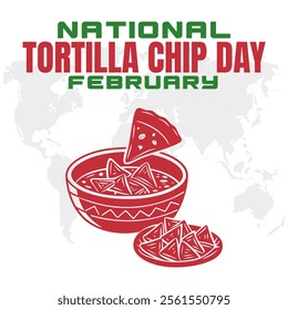 NATIONAL TORTILLA CHIP DAY social media post Vector Illustration on february