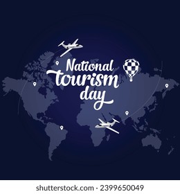 National Tourism Day Social Media Post .International Tourismus Tag Poster Design handschriftlich .Reisekonzept Hintergrund. Turm und Gebäude