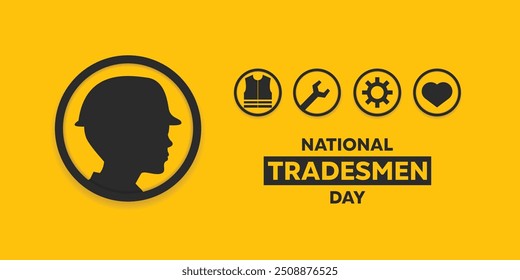 National Tradersmen Day. People and more. Great for cards, banners, posters, social media and more. Yellow background.