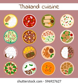 National traditional thai food thailand asian plate cuisine seafood prawn cooking delicious and hot ingredient dinner spicy bowl gourmet vector illustration.