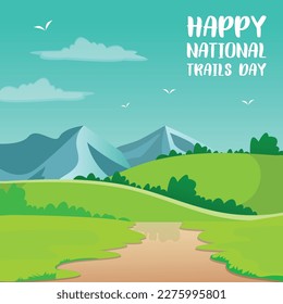 National Trails Day. Design suitable for greeting card poster and banner