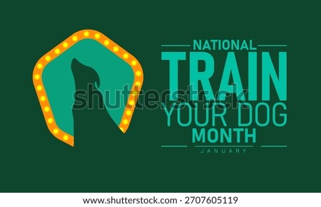 National Train Your Dog Month Poster Banner and Background Design Template Featuring Obedience Training Illustrations with Pets Commands and Positive Behavior Theme for Canine Care and Responsible Dog
