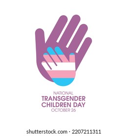 National Transgender Children Day vector. Adult and child hands simple graphic icon vector. Transgender children hand design element. October 26. Important day