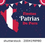 National tri color Peru map background for Independence Day of Peru. poster design with confetti and other traditional elements .poster ,banner ,web template, invitation card and greeting card design.