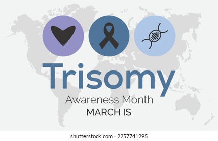 National trisomy awareness month. Trisomy is a chromosomal condition characterized by an additional chromosome.  Vector web banner, poster, card for social media, networks