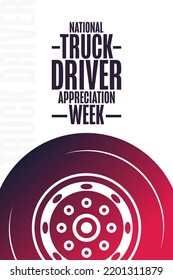 National Truck Driver Appreciation Week. Holiday concept. Template for background, banner, card, poster with text inscription. Vector EPS10 illustration