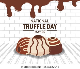 National Truffles Day stock images. Pile of chocolate truffles on a White background stock images. Truffles Day Poster, May 2. Important day