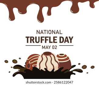 National Truffles Day stock images. Pile of chocolate truffles on a White background stock images. Truffles Day Poster, May 2. Important day