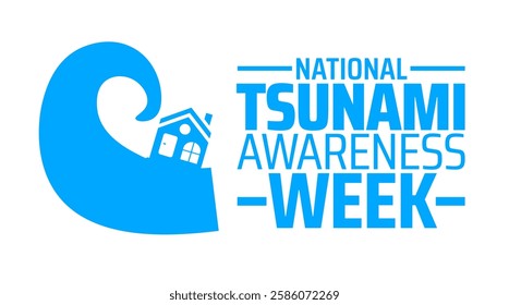 National Tsunami Awareness Week background banner or poster design template. observed every year in March. Holiday concept. Use to any Template, card, poster, placard, template.