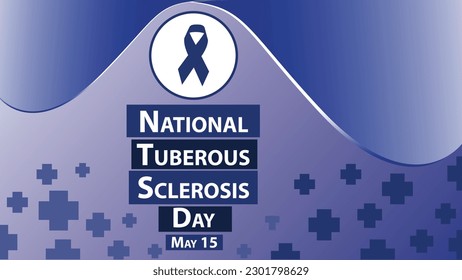 National Tuberous Sclerosis Day vector banner design with smooth gradient background, cross icon pattern, blue color pallet and typography. National Tuberous Sclerosis Day modern simple poster.