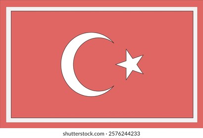 National Turkiye flag, official colors and proportion correctly. National Turkiye flag. Vector illustration. Turkiye flag vector icon, simple, flat design for web or mobile app.