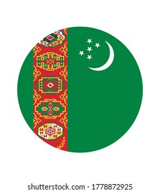 Nationale Flagge Turkmenistans, offizielle Farben und Proportionen korrekt. Nationale Flagge Turkmenistans. Vektorgrafik. EPS10. Turkmenistan Flaggen-Vektorsymbol, einfaches, flaches Design für Web- oder mobile App.