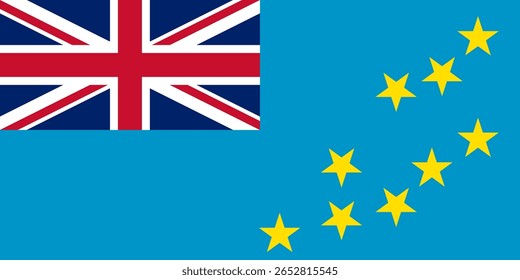 National Tuvalu flag. Oceania. High detailed flag of Tuvalu. 3D illustration.