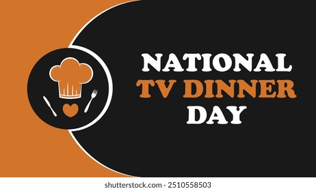 National TV Dinner Day vector banner design with geometric shapes and vibrant colors on a horizontal background.
